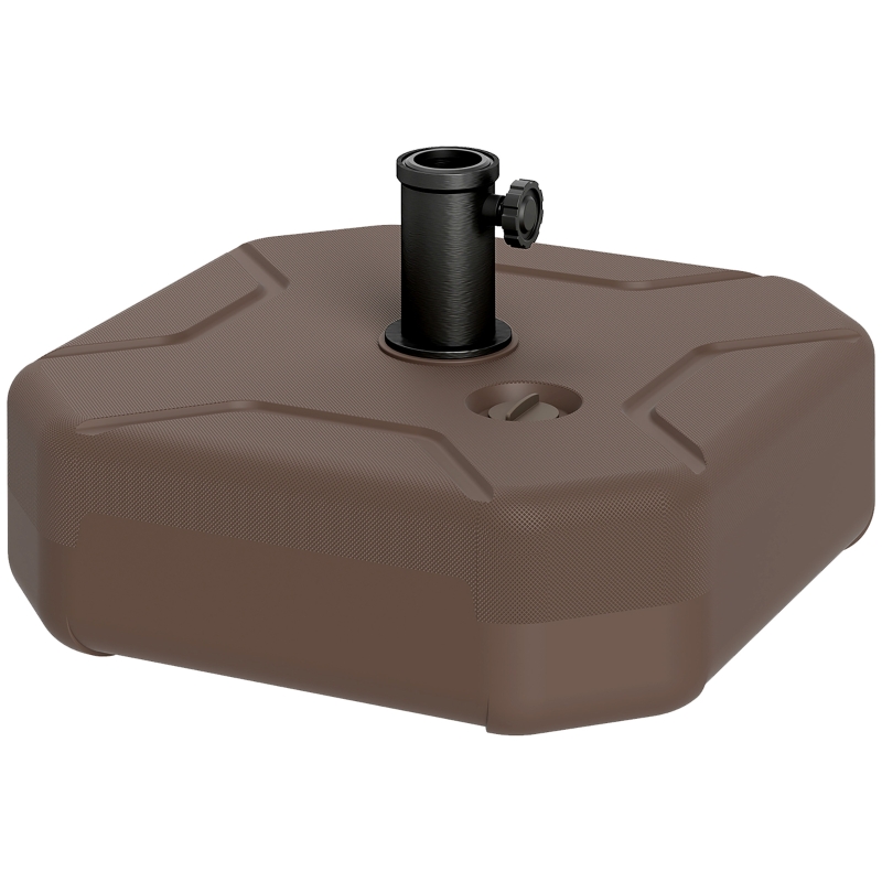 Outsunny Square Patio Umbrella Base Holder, Heavy Duty Outdoor Umbrella Stand Base, Filled Up to 55lbs with Sand or 44lbs with Water for Garden, Poolside, Brown