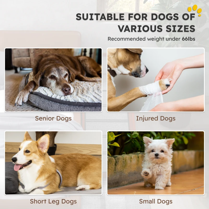 PawHut Wooden Dog Ramp for Large Dogs, 49" Long, with Non-slip Rug, Removable Guardrails for Couch, Bed, Brown