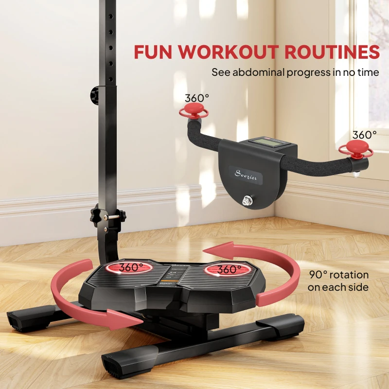 Soozier Foldable Ab Twister Board for Waist Trimming with LCD Display, Ab Workout Equipment for Women and Men, Red