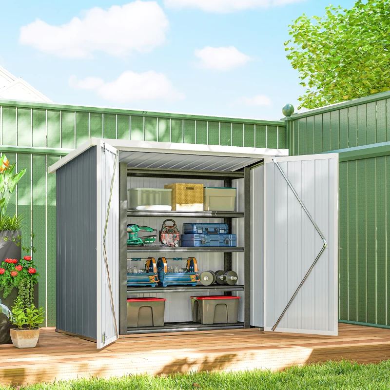 Outsunny 5' x 3' Metal Garden Storage Shed, Tool House with Double Doors for Backyard, Patio, Lawn