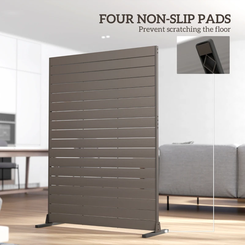 Outsunny HDPE Outdoor Privacy Screen, 47.2"W x 68.5"H Decorative Privacy Fence Screen with Stand and 6 Panels, Brown