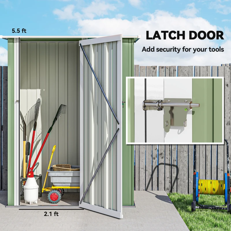 Outsunny 4.7' x 3' Outdoor Storage Shed, Galvanized Metal Utility Garden Tool House, 2 Vents and Lockable Door for Backyard, Patio, Garage, Lawn, Green