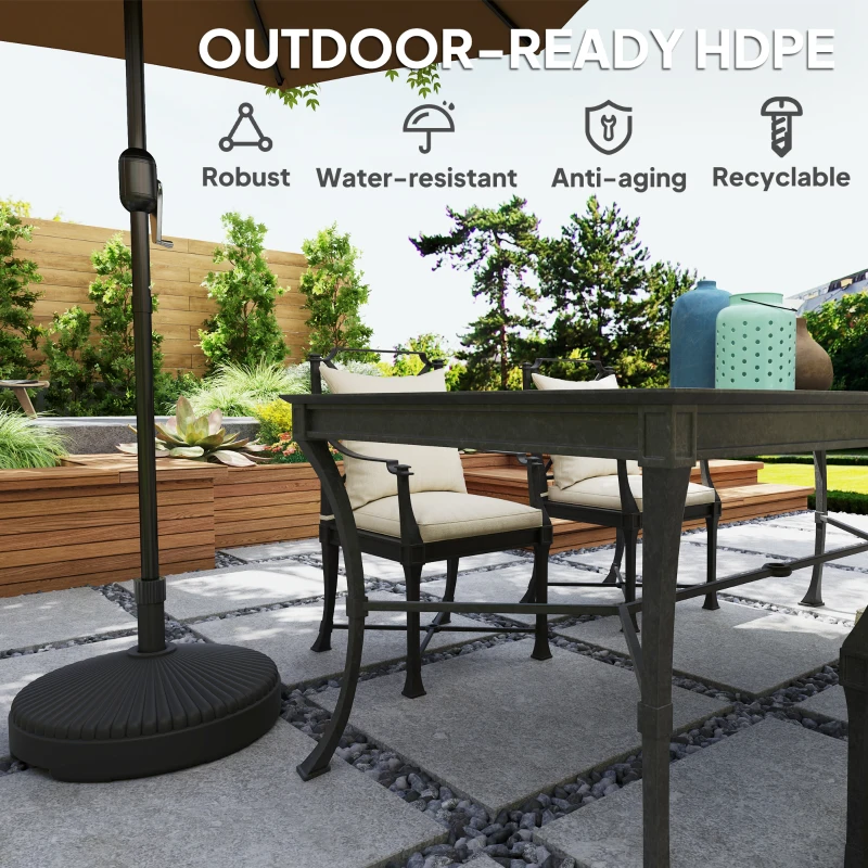 Outsunny Round Patio Umbrella Base Holder, Heavy Duty Outdoor Umbrella Stand Base, Filled Up to 62lbs with Sand or 51lbs with Water for Garden, Poolside, Black