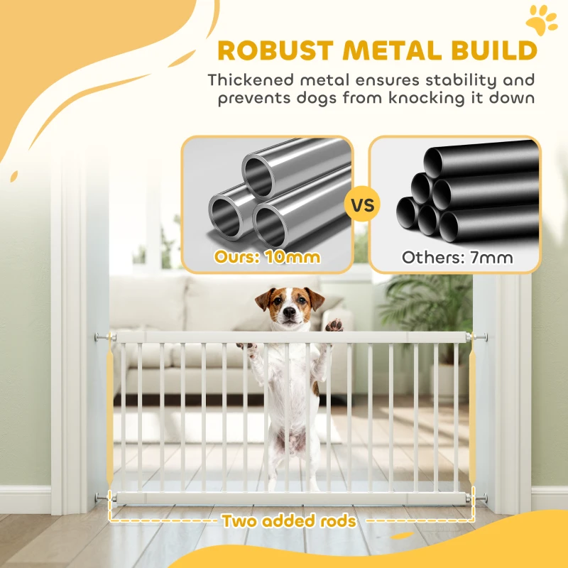 PawHut 26"-37" Dog Gate, Adjustable Pet Gate, Fits 18" Tall with 2 Extension, Pressure Mount Kit for Stairs and Doorways, White