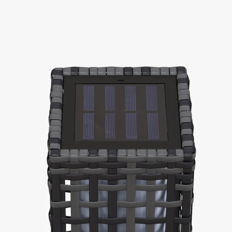 Outsunny Wicker Solar Outdoor Lamp, Decorative Floor Lamp with Auto On/Off LED Lights, IP44 for Patio, Porch, Pathway, Grey