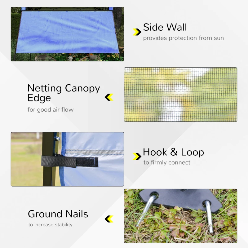 Outsunny 7' x 7' Garden Foldable Pop Up Gazebo Tent with Backpack & Inclined Legs Outdoor Party Canopy, Blue & Black