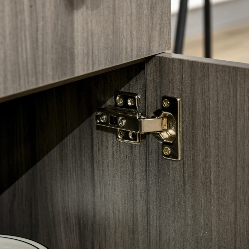 HOMCOM Foldable Dining Table, Rolling Kitchen Table with Storage Drawers and Cabinet, Drop Leaf Table on Wheels, Grey