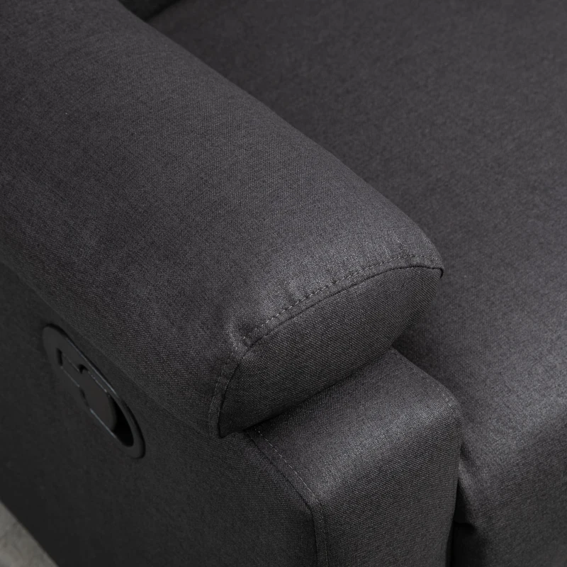 HOMCOM 2 Seater Reclining Chair, Loveseat Recliner Sofa with Footrest and Split Backrest, Dark Grey