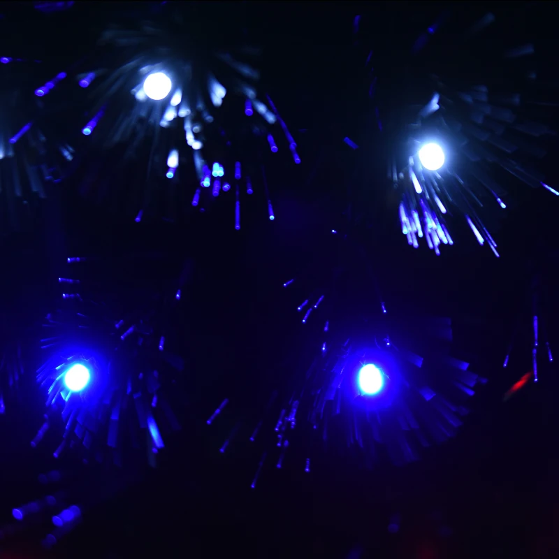 HOMCOM 6ft Tall Fir Artificial Christmas Tree with Realistic Branches, 230 Multi-Color Fiber Optic LED Lights and 230 Tips, Black