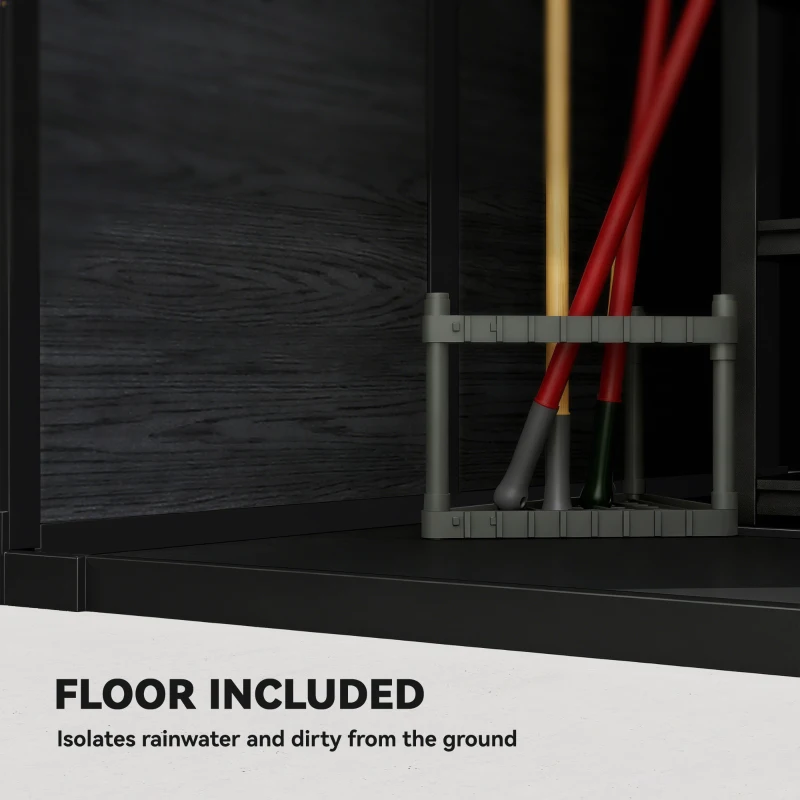 Outsunny Outdoor Storage Shed with Lockable Door, Garden Shed with Vents and Windows for Backyard, Dark Grey