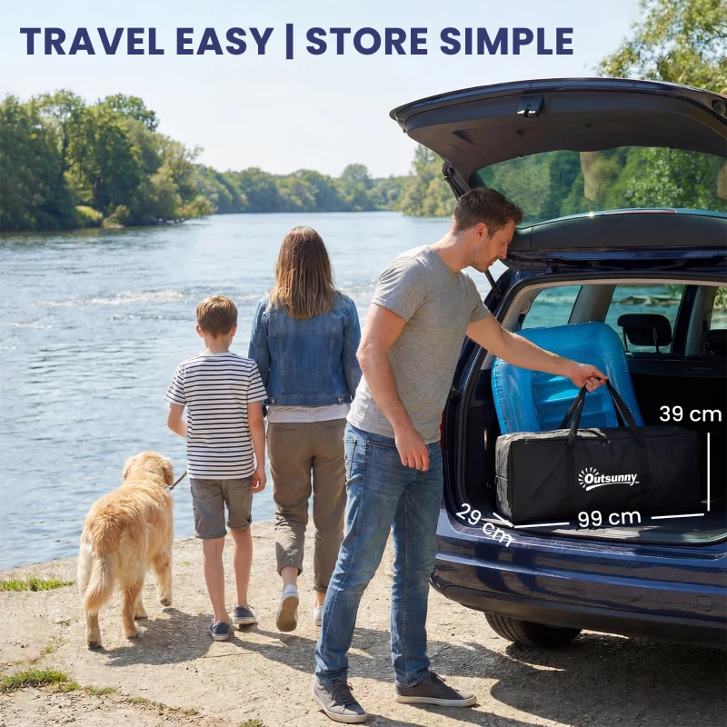 Outsunny 8FT Inflatable Water Hammock Floating Ring, Inflatable Floating Dock Platform for for Lakes, Pools, Oceans, Blue