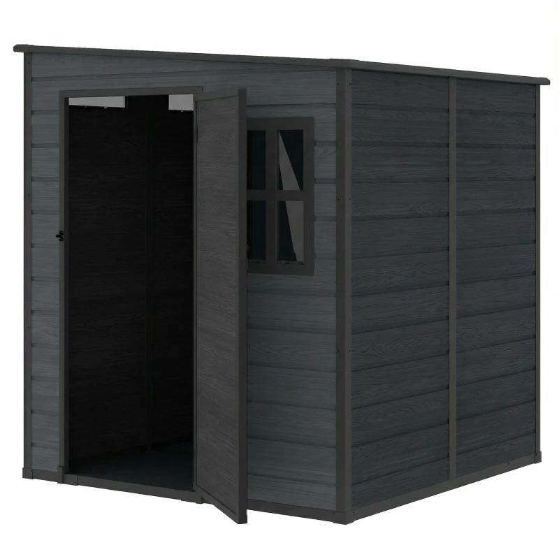 Outsunny Outdoor Storage Shed with Lockable Door, Garden Shed with Vents and Windows for Backyard, Dark Grey