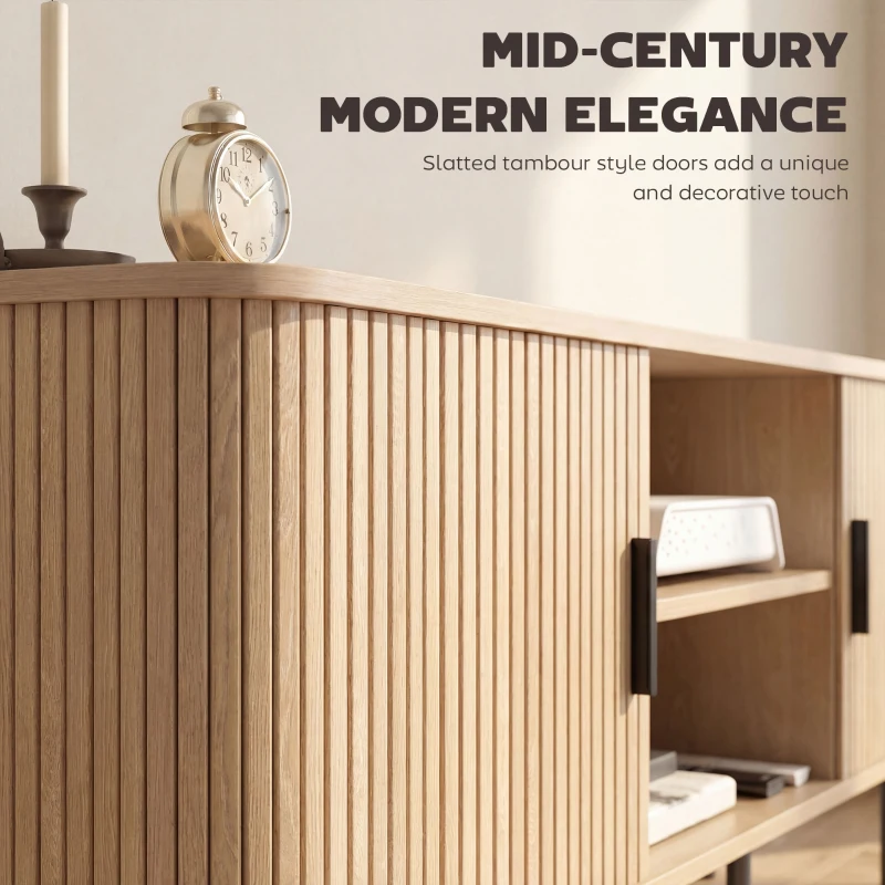 HOMCOM TV Stand Cabinet for TVs up to 50 Inches, TV Unit with Storage Shelves and Cabinets for Living Room, Oak Tone