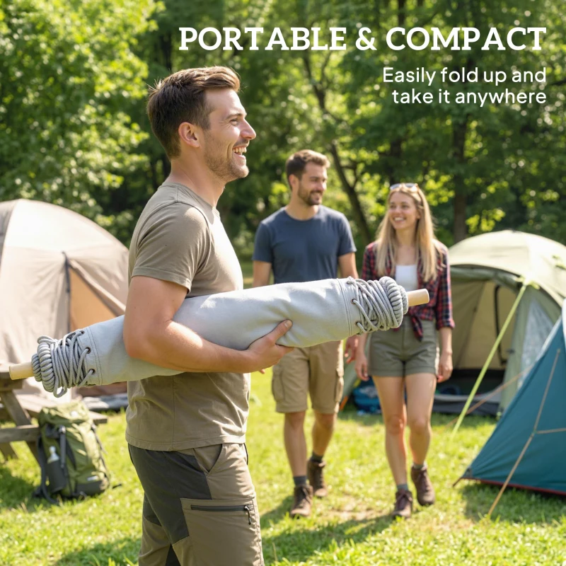 Outsunny Hammock Chair Swing Hanging Macrame Chair w/ Two Soft Seat Cushions, Grey