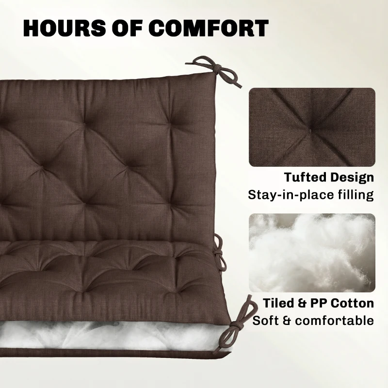 Outsunny 3-Seater Outdoor Bench Swing Chair Replacement Cushions for Patio Garden, Coffee