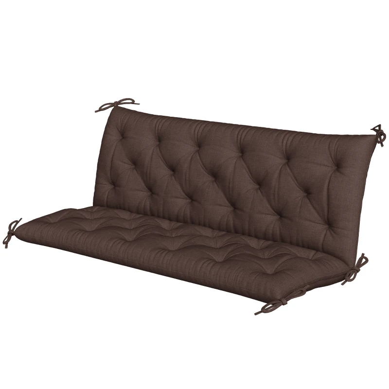 Outsunny 3-Seater Outdoor Bench Swing Chair Replacement Cushions for Patio Garden, Coffee