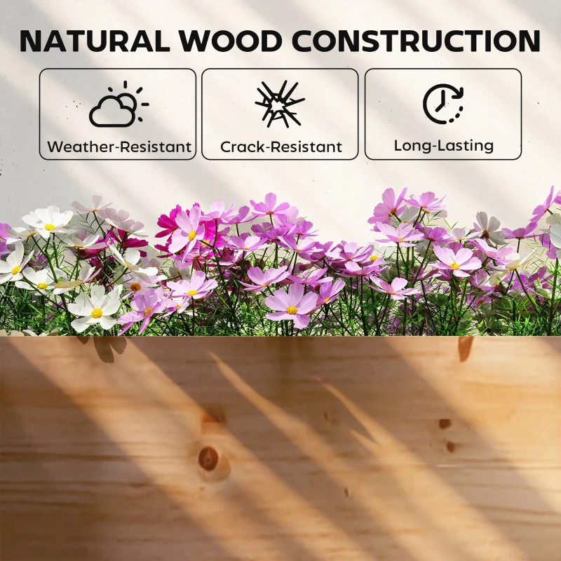 Outsunny Wooden Raised Garden Bed, 8 x 4 x 1ft Elevated Garden Box with Dividers and Open Bottom, Outdoor Raised Planter Box