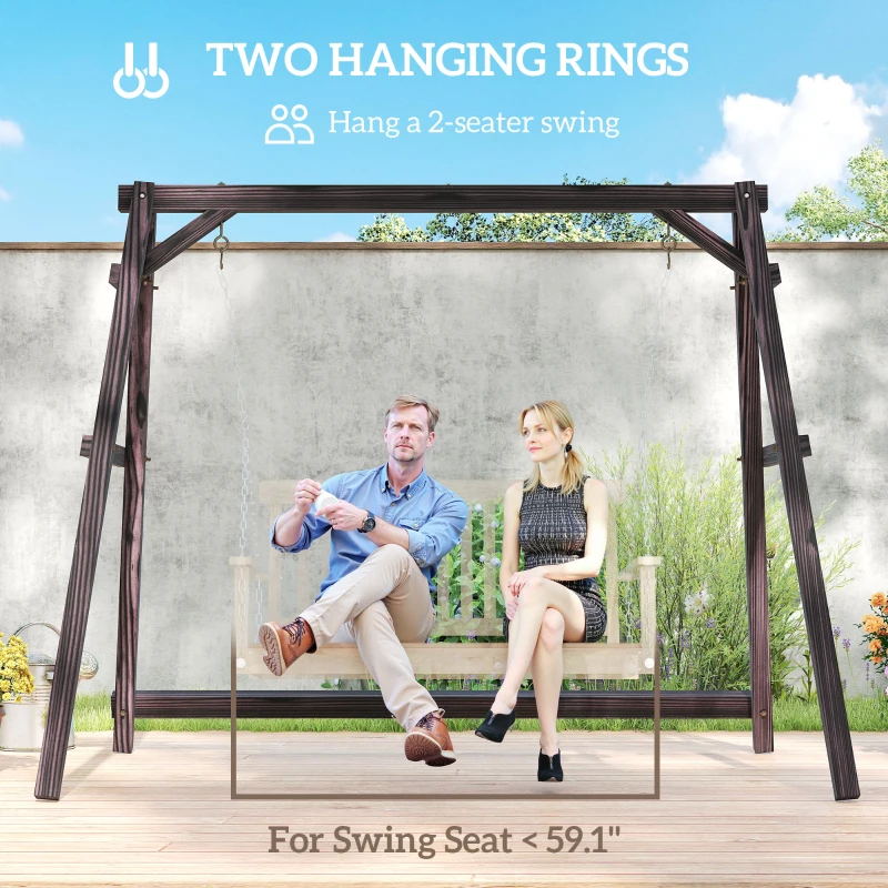 Outsunny Porch Swing Frame, Heavy Duty A-Frame Hanging Chair Stand Only with Reinforced Bars for Porch, Garden, Backyard