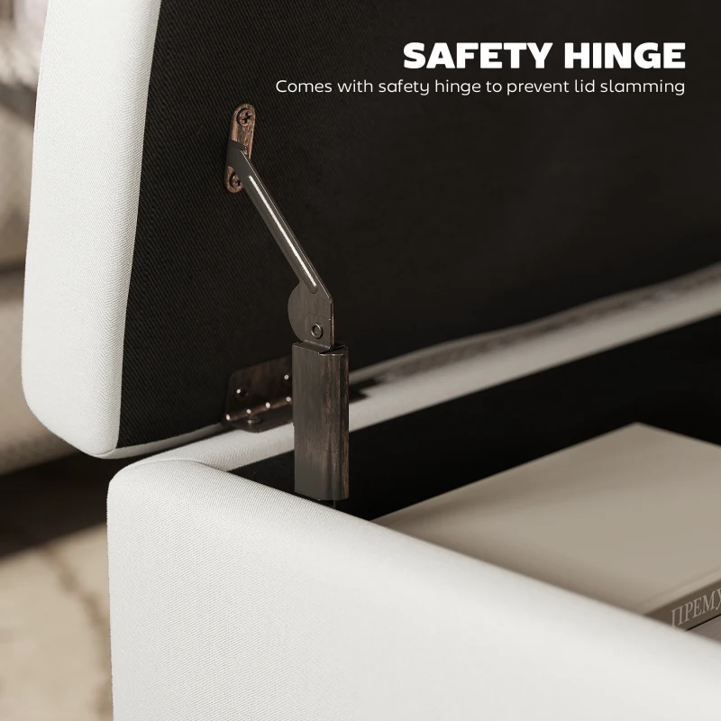 HOMCOM Round Storage Ottoman Bench, Button Tufted Ottoman with Flip Top for Living Room, Entryway and Bedroom, Beige