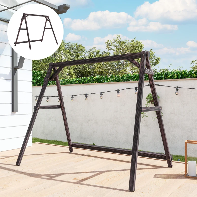 Outsunny Porch Swing Frame, Heavy Duty A-Frame Hanging Chair Stand Only with Reinforced Bars for Porch, Garden, Backyard