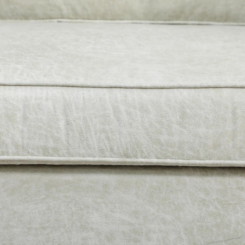 HOMCOM Modern Accent Chair, Leathaire Armchair with Turned Legs and Wide Seat, Single Sofa for Bedroom, Living Room, Cream White