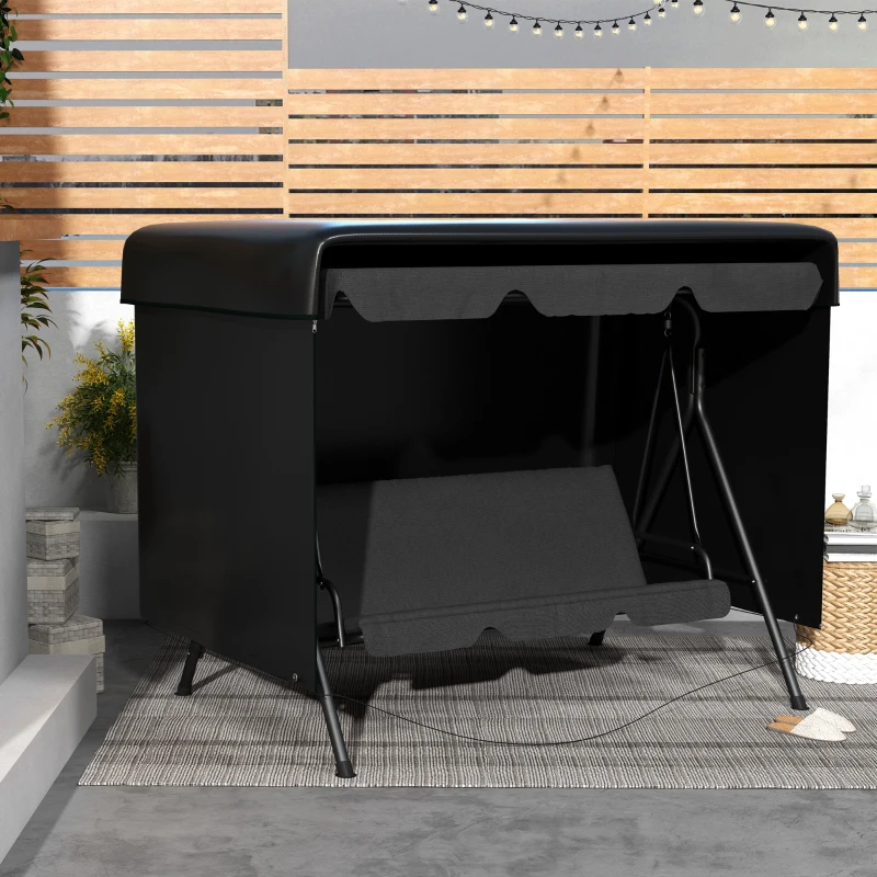 Outsunny 3-Seater Patio Swing Cover, Outdoor Garden Furniture Protection, 85" x 61" x 59", Black