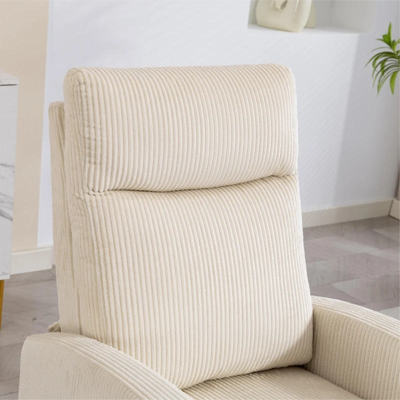 HOMCOM Fabric Recliner Chair Manual Home Theater Seating Single Reclining Sofa Chair with Padded Seat for Living Room, Beige