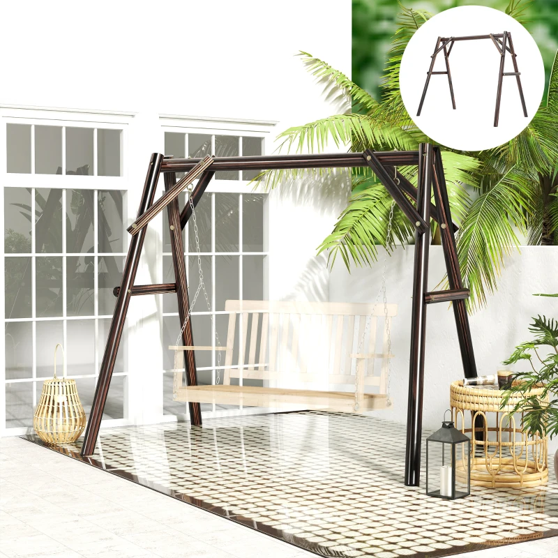 Outsunny 660 lbs Porch Swing Frame, A-Frame Hanging Chair Stand Only for DIY Painting, Swing Chair Stand for Backyard, Patio