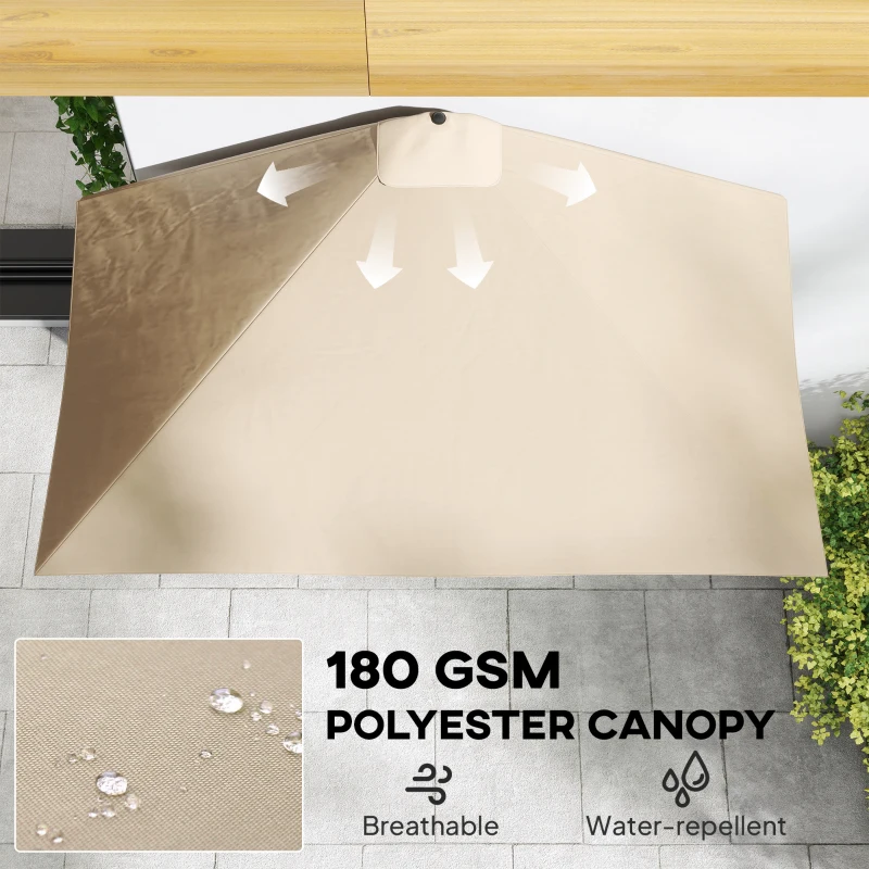 Outsunny 8ft Half Round Umbrella Outdoor Balcony Parasol Patio Garden Outdoor Window Sun Shade w/ 5 Ribs