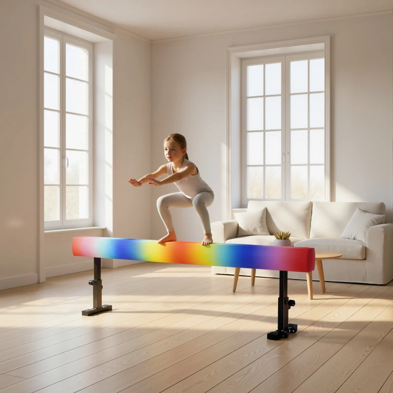 Soozier 7.5ft Adjustable Balance Beam, Gymnastics Beam with Wheels, Gymnastics Equipment for 6+ Years Old Training