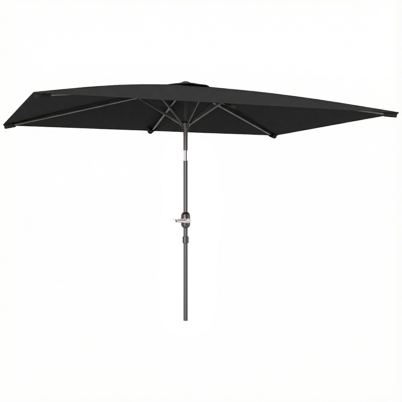 Outsunny 6.4 x 9.7ft Rectangle Aluminum Tilt Patio Umbrella, Garden Market Parasol, Outdoor Sunshade Canopy with Crank, Black