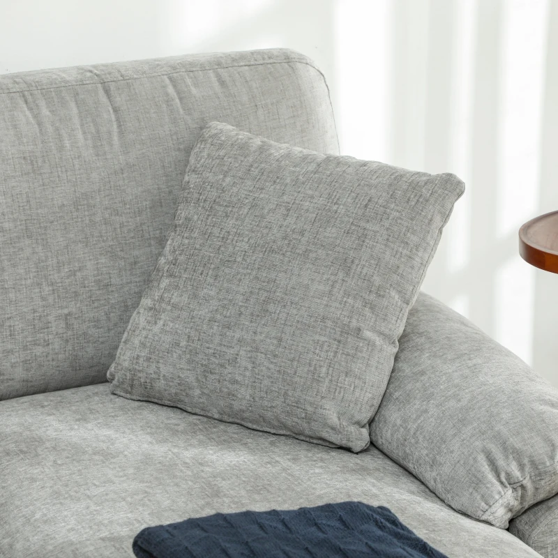 HOMCOM L-Shape Sofa, Modern Sectional Couch with Changeable Chaise Lounge, Pillows and Wooden Legs for Living Room, Grey