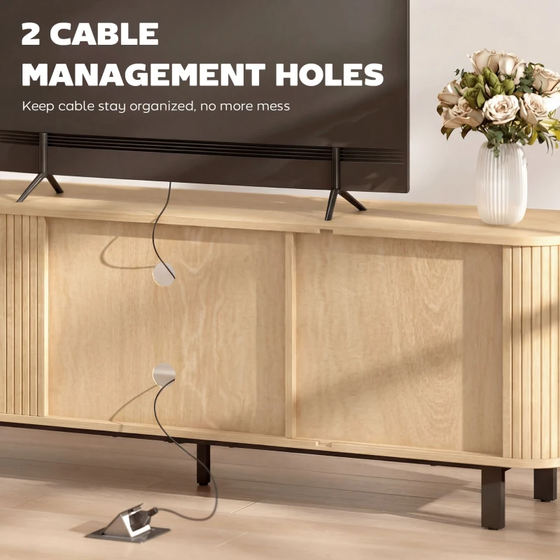 HOMCOM TV Stand Cabinet for TVs up to 50 Inches, TV Unit with Storage Shelves and Cabinets for Living Room, Oak Tone