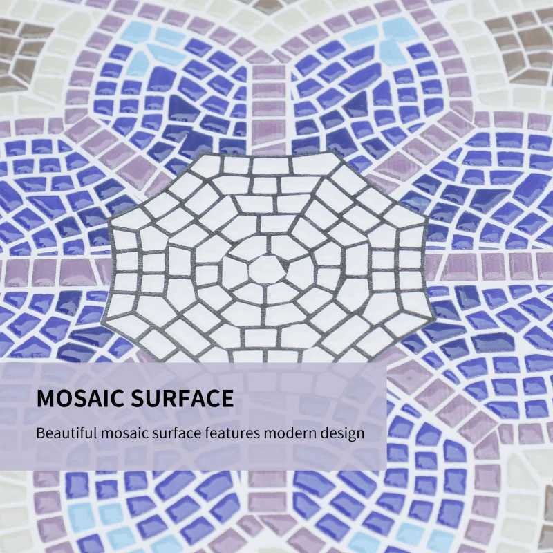 Outsunny 23.6" Mosaic Round Patio Table with Ceramic Tabletop, Outdoor Furniture, Multicolor