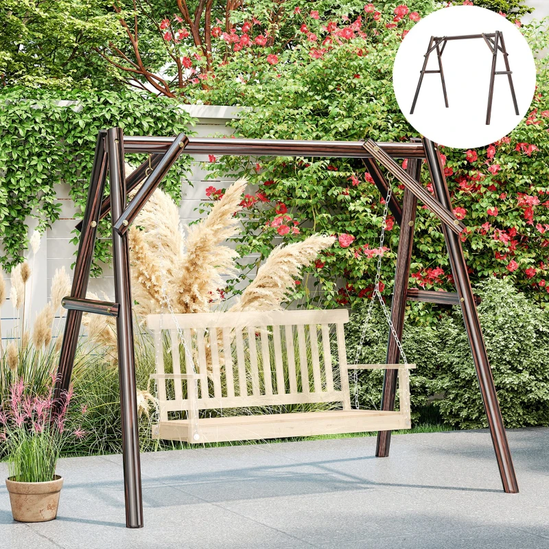 Outsunny 660 lbs Porch Swing Frame, A-Frame Hanging Chair Stand Only for DIY Painting, Swing Chair Stand for Backyard, Patio