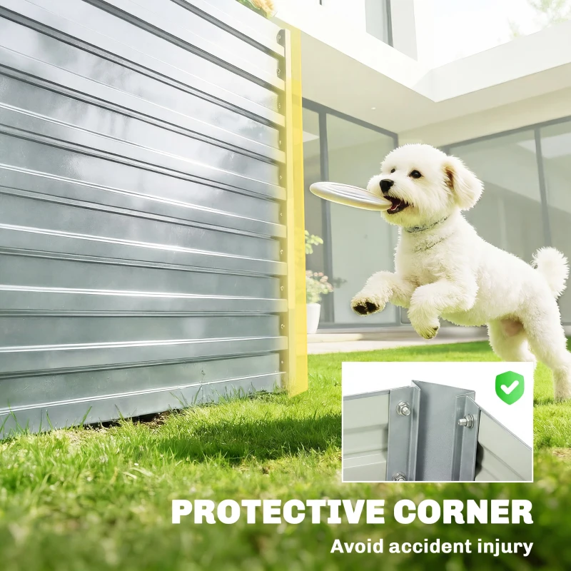 Outsunny 8' x 4' x 2' Raised Garden Bed, Galvanized Planter Box for Growing Flowers, Herbs and Vegetables, Silver