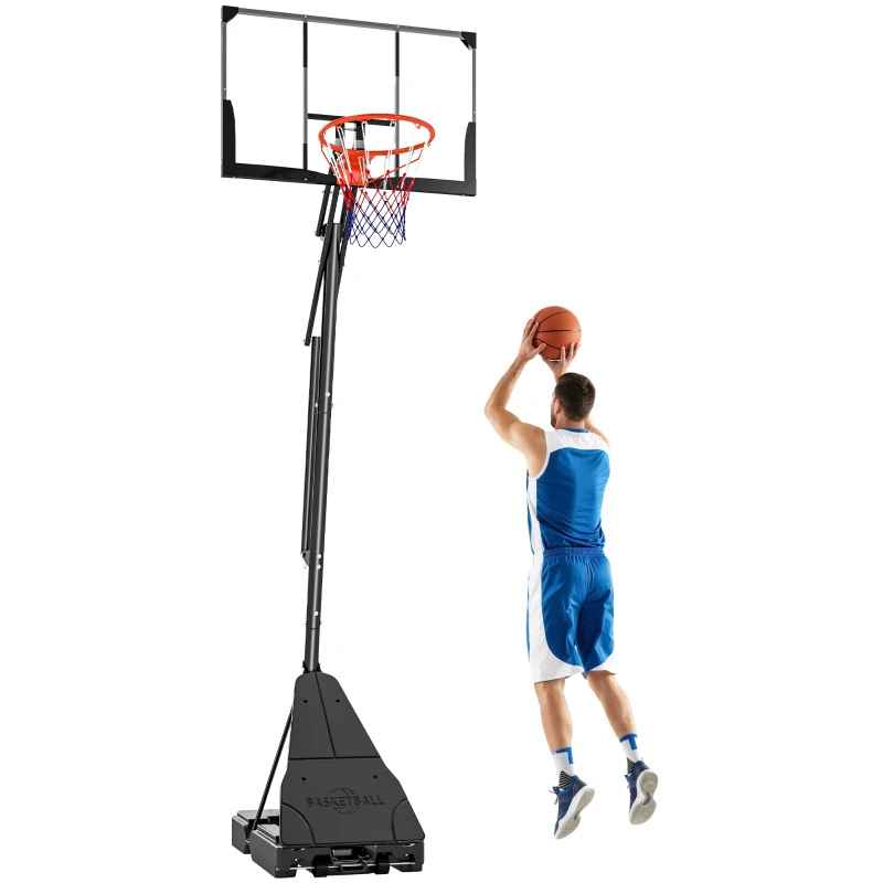 Soozier Portable Basketball Hoop Outdoor, 8-10ft Adjustable Basketball Goal, 47 Inch Shatterproof Backboard, Hand-Crank Lift