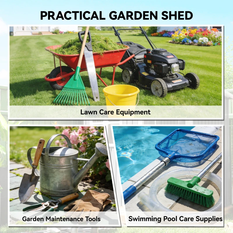 Outsunny 4'x5' Garden Storage Shed, Lean to Shed, Lockable Garden Tool Storage House with Window, Vent, Dark Grey