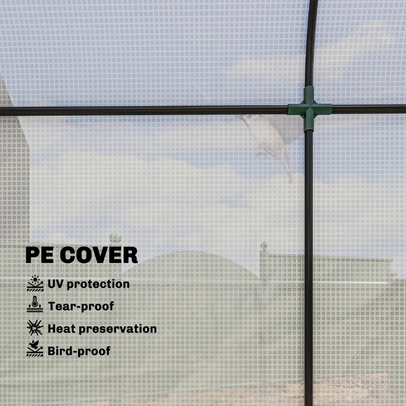 Outsunny Mini Greenhouse, Portable Garden Green House with Roll-up Door and Mesh Windows, 6' x 2' x 6.6', White