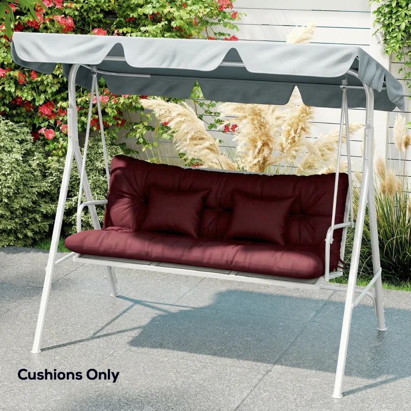 Outsunny 4-Piece Back and Seat Cushion Pillows Replacement and Pillows, Patio Chair Cushions Set with Ties, Wine Red