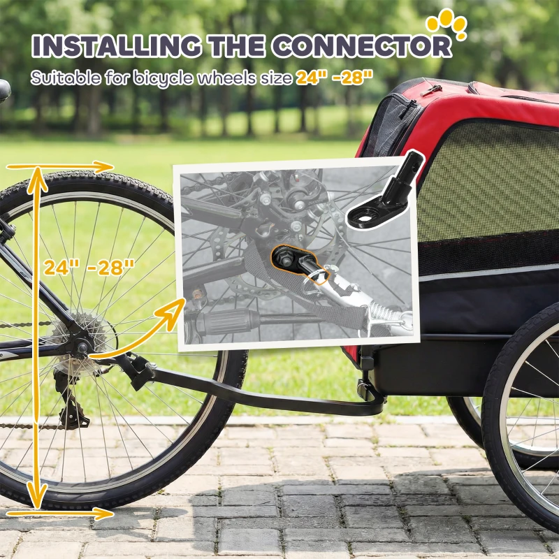 PawHut Dog Bike Trailer, Pet Cart Bicycle Carrier with 20" Air Tires, Quick-Release Wheels, Reflectors, Flag