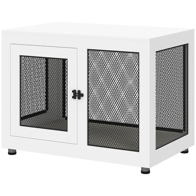 PawHut Pet Crate End Table with Water-resistant Cushion or Large Medium Dogs, White