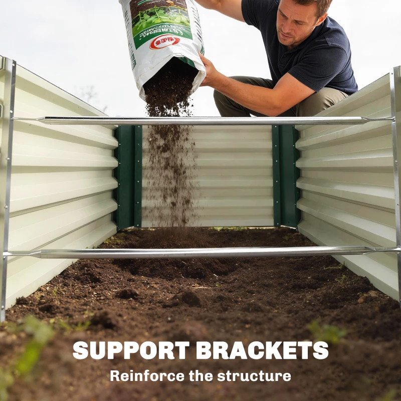 Outsunny 8 x 2.6 x 1.5ft Galvanized Raised Garden Bed, Reinforced Outdoor Planter Box with Open Bottom, Green