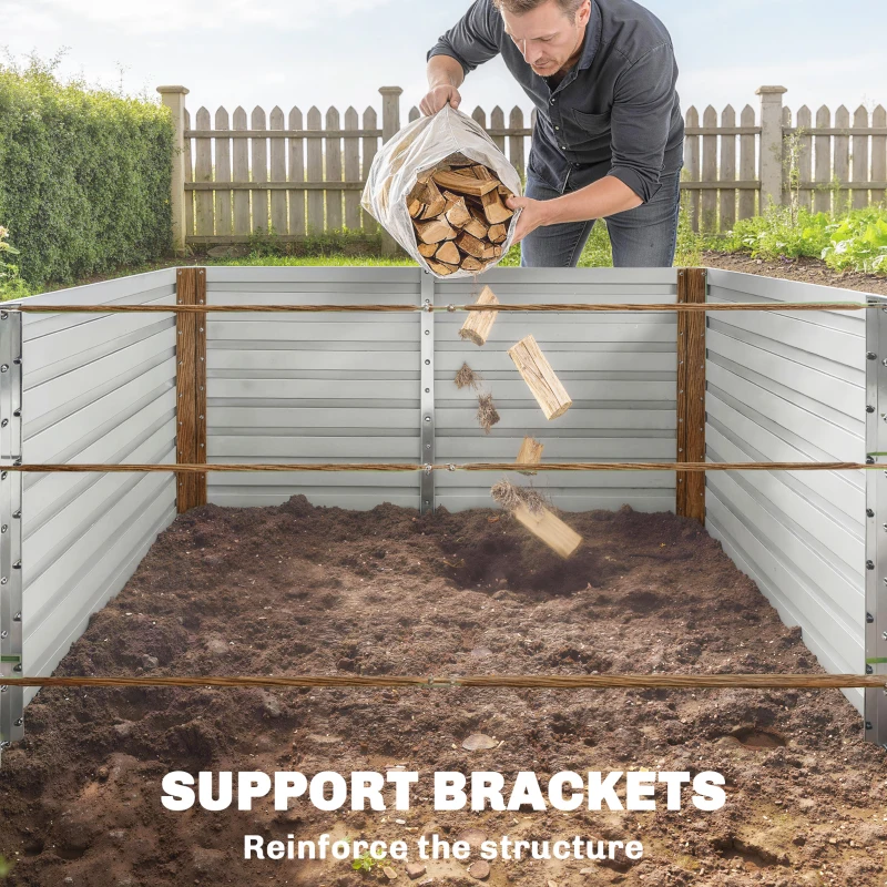 Outsunny 8' x 4' x 2' Raised Garden Bed, Galvanized Planter Box for Growing Flowers, Herbs and Vegetables Dark Brown Wood Effect