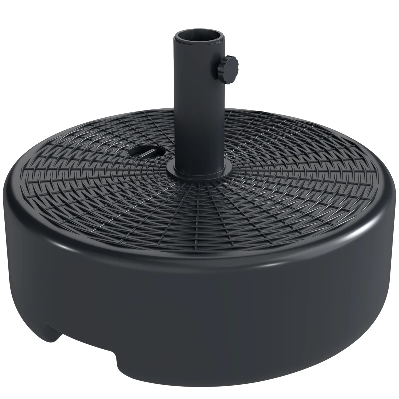 Outsunny Patio Umbrella Base with Handle Outdoor Umbrella Stand Holder for 1.5" and 1.9" Poles Black