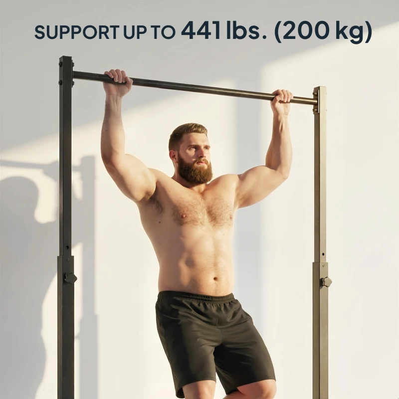 Soozier Portable Pull Up Station, Height Adjustable Pull Up Bar with 8 Levels for Home Gym Strength Training, 440LBS Capacity