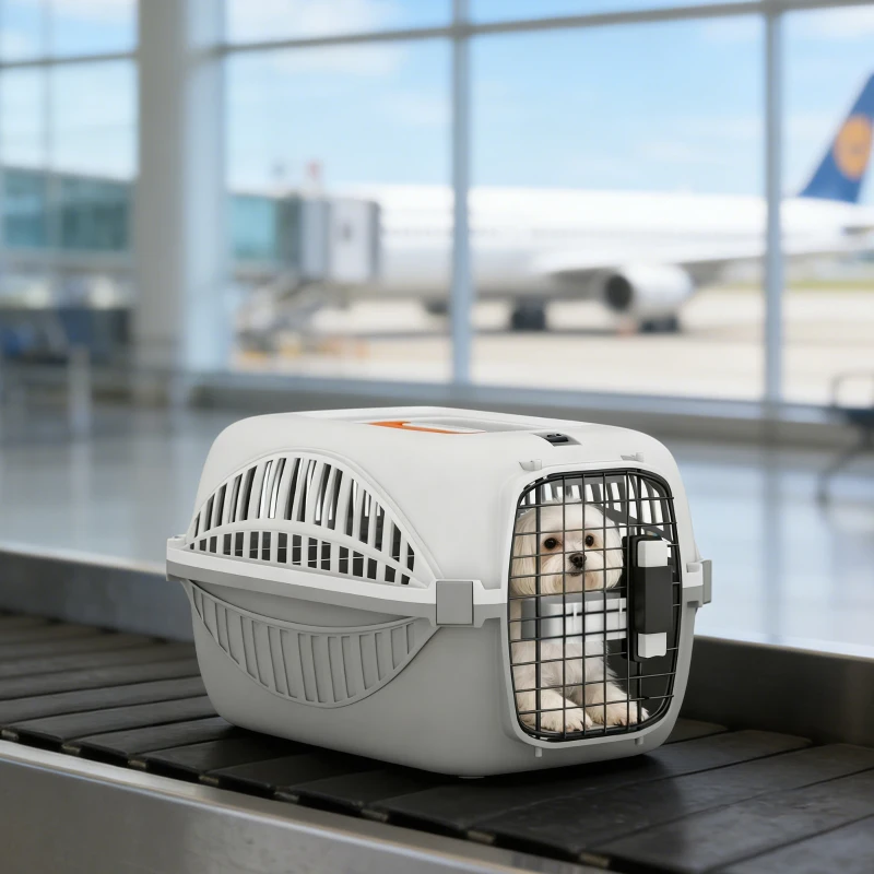 PawHut Airline Approved Pet Carrier for Mini Dogs and Cats with Steel Wire Door, Water Bowl, for Car, Airplane, Outdoor