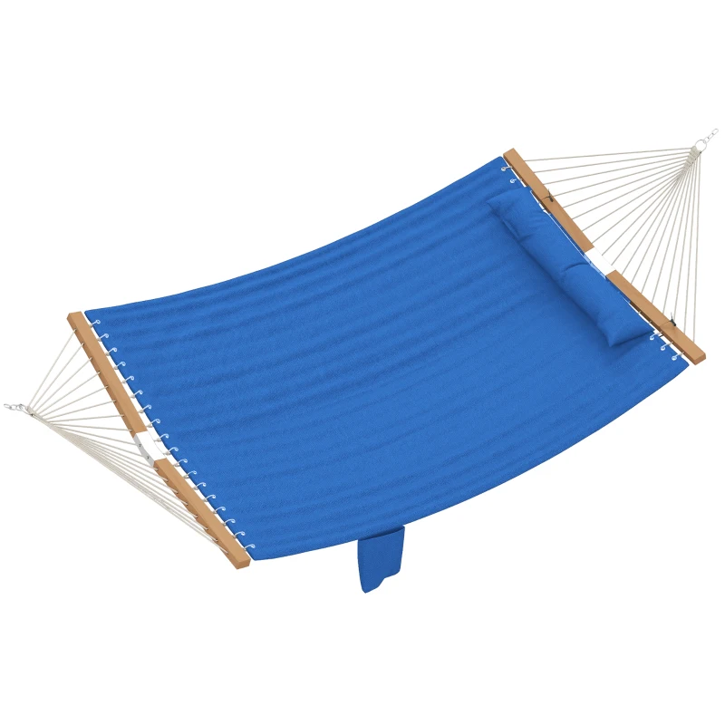 Outsunny Outdoor Hammock 2-Person, with Pillow & Pad, 440 lbs Capacity, Navy Blue