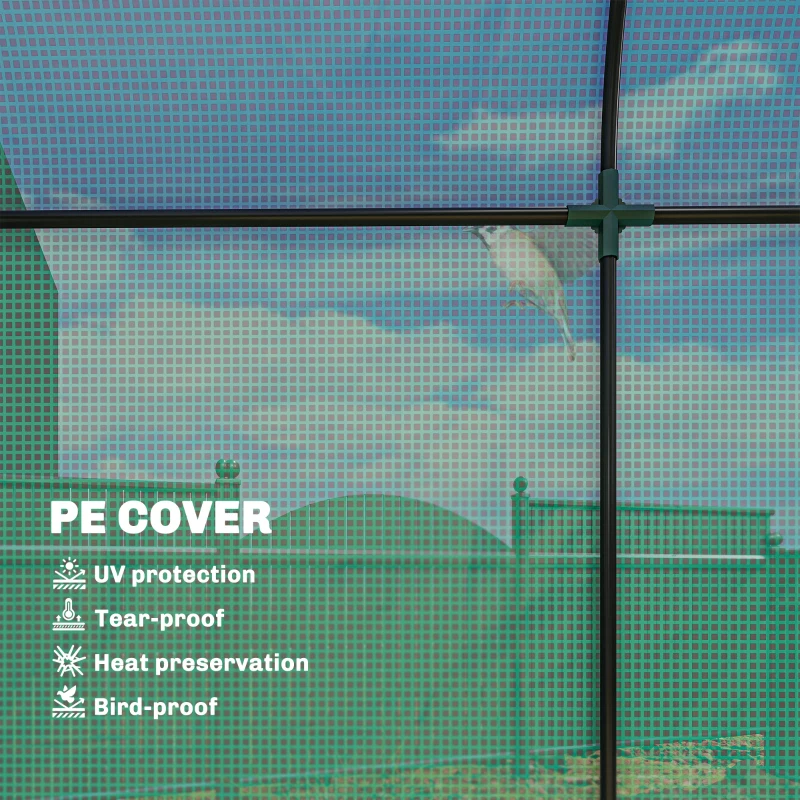 Outsunny Mini Greenhouse, Portable Garden Green House with Roll-up Door and Mesh Windows, 6' x 2' x 6.6', Green