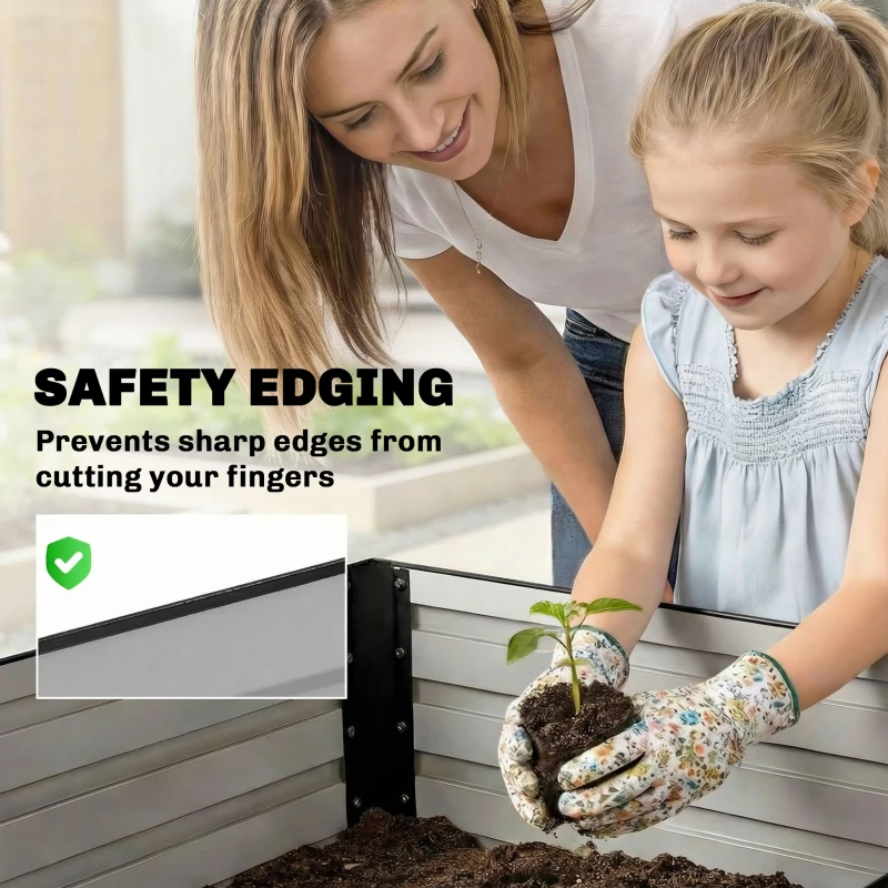 Outsunny 8' x 4' x 2' Raised Garden Bed, Galvanized Planter Box for Growing Flowers, Herbs and Vegetables, Black